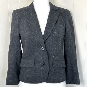 Talula Aritzia Formal Black Grey Long Sleeve Button Closure Wool Blazer Size 8.